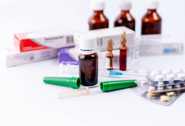 istock Medical preparations and medication on a white background 1015077480