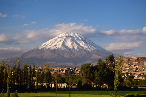 View of volcano Misti ner the city of Arequipa in the south of Peru.
