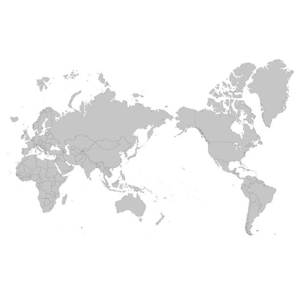 World map Asia centered Vector illustration of the world map with Asia in the center pacific ocean stock illustrations