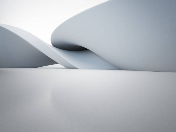 istock Geometric shapes structure on empty concrete floor with white wall background in hall or modern showroom, Construction technology for future architecture - Abstract interior design 3d illustration 1015107324