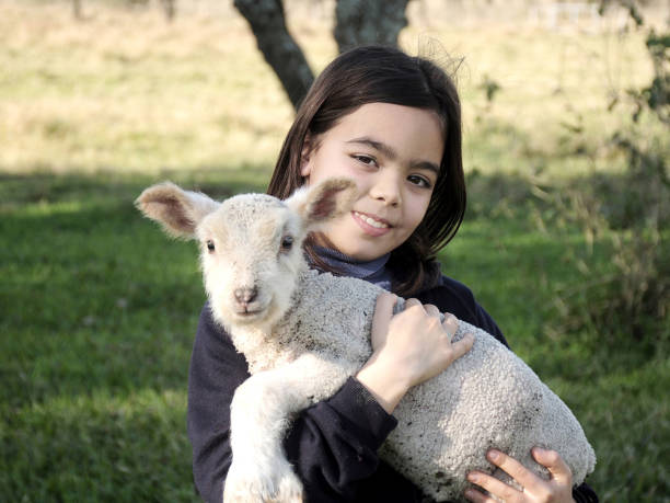 istock girls with lamb 1015120254