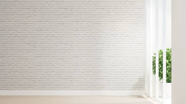 Empty Room And White Brick Wall Decorate Design For Artwork Wood Floor And White  Brick Wall Space For Add Message Or Decoration Artwork Interior Simple  Design 3d Rendering Stock Photo - Download