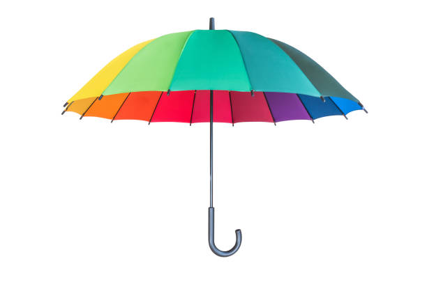 istock Rainbow umbrella isolated on white background with clipping path for Insurance and uv protection concept 1015122728