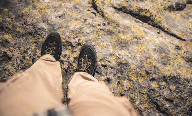 istock Hiking Boots. View from above. POV 1015125854