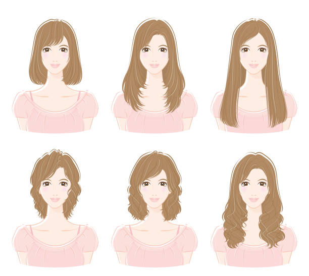 Illustration Of The Hairstyle Stock Illustration - Download Image Now - Straight  Hair, Medium-length Hair, Permed Hair - iStock