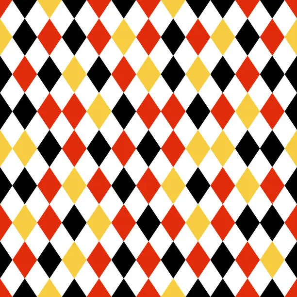Vector illustration of Black, Red, and Yellow Diamond Seamless Pattern