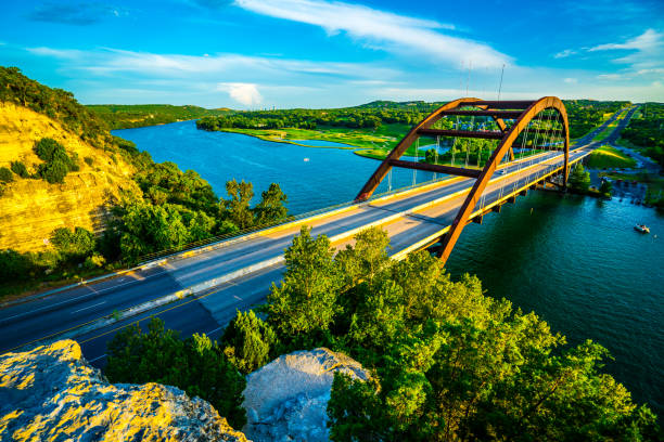 summer suspension bridge - old town imagens e fotografias de stock