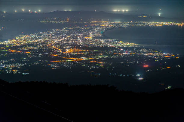 istock Night view of Yonago city from Mount Daisen. (Tottori, Japan) 1015133438