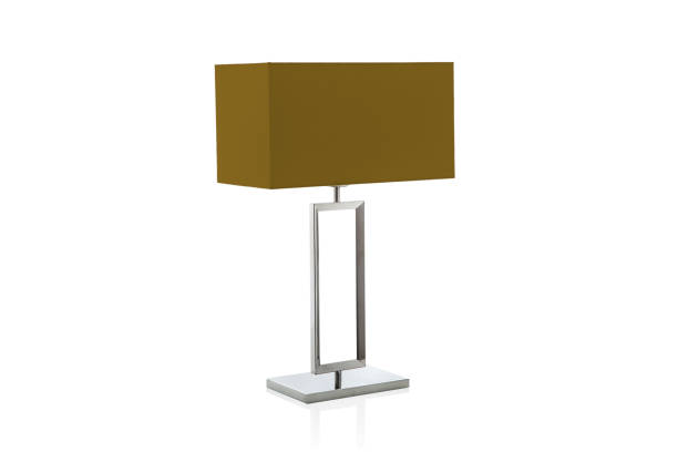istock Modern table lamp with small dark brown lampshade isolated 1015163100