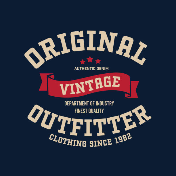 Typography vintage outfit brand logo print for t-shirt. Retro artwork. Graphic tee vector illustration