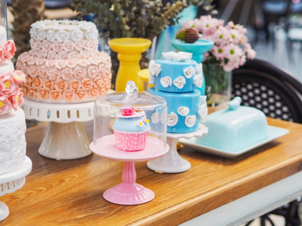 istock colorful fancy cake on white cake stand 1015183054