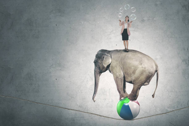 istock Caucasian businesswoman with soap bubbles 1015188498