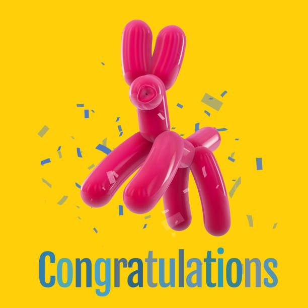 istock Congratulations Card - Happy Balloon Dog Jumping 1015198186