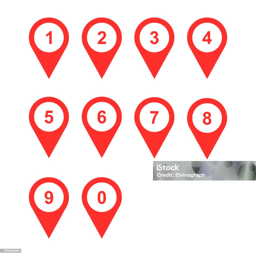 Number Pointer Numbers Sign Map Pointer Stock Illustration - Download Image Now ...