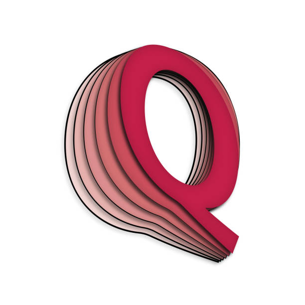 istock Abstract letter Q uppercase, Flip text minimal pink on white background 1015204016