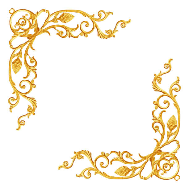 istock Ornament elements, vintage gold frame floral designs 1015209876