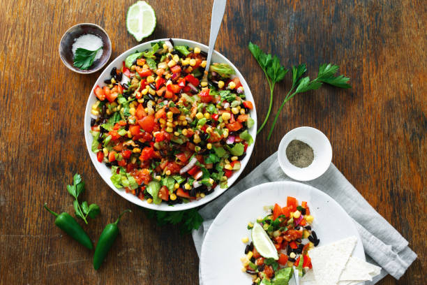 istock Taco salad wooden table top view 1015212546
