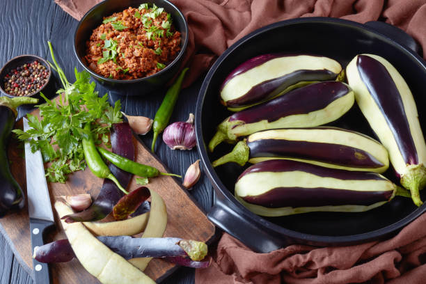 istock ingredients for cooking up Stuffed Eggplants 1015214828