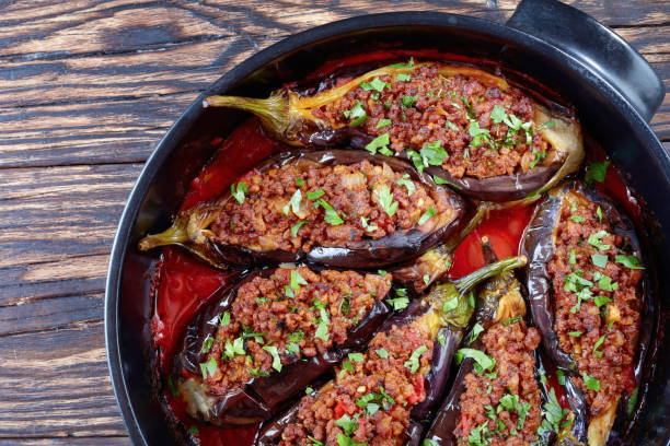 istock Karniyarik - Stuffed Eggplants in a dish 1015214924