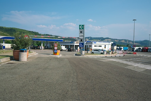 Bologna,Italy-July 25, 2018: Service area or rest area in Casalecchio di Reno along A1 - Autostrada del Sole