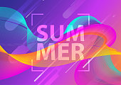 Futuristic music fest summer wave poster. Club party flyer. Abstract gradients waves technology background. Eps10 vector illustration.
