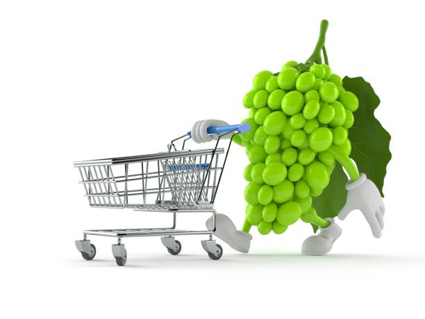 istock Grapes character with shopping cart 1015221076