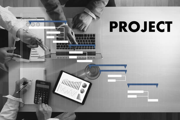 istock Business People Analyzing  PROJECT MANAGEMENT updating Gantt chart 1015226128