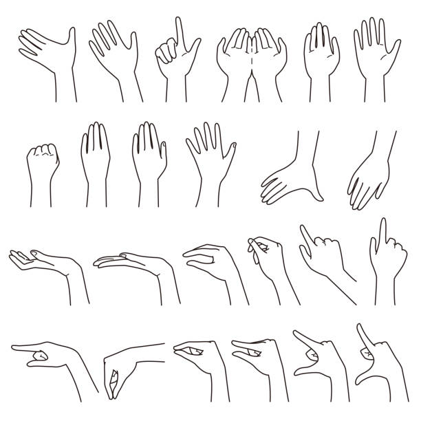 hand gestures 01 hand gestures, vector file set finger illustrations stock illustrations