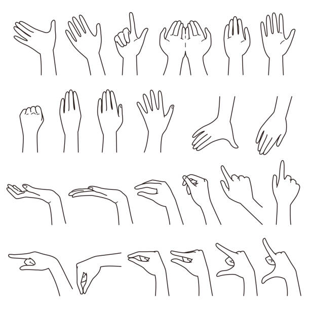 hand gestures 01 hand gestures, vector file set human finger stock illustrations