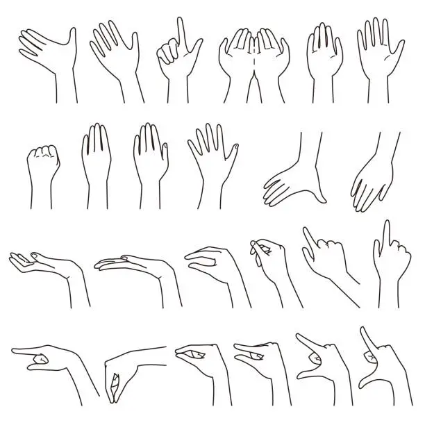 Vector illustration of hand gestures 01
