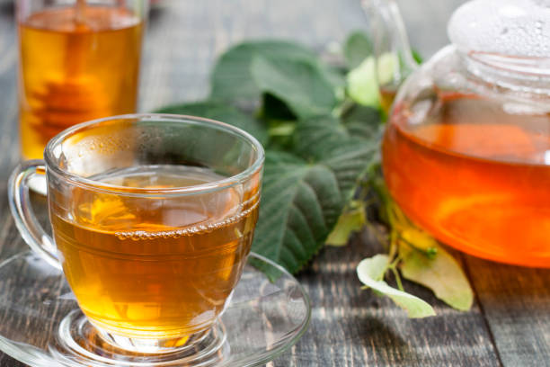 istock Raspberry and green tea from a linden on a wooden table 1015240324