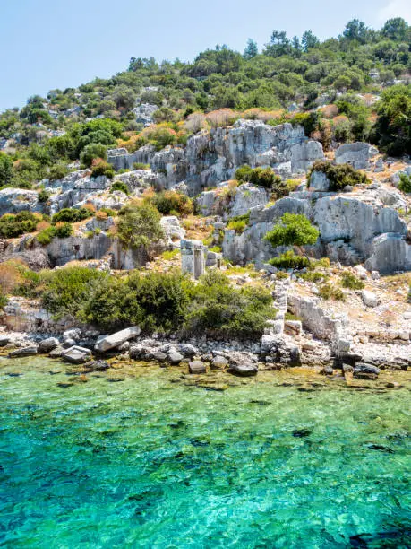 Photo of Ruins of Sunken city on Kekova, small Turkish island near Demre. Antalya province, Turkey.