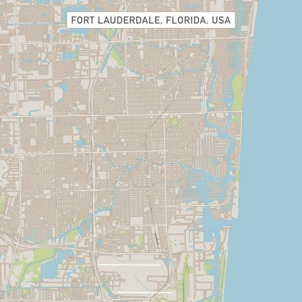 fort lauderdale florida usa stadtstraße karte - fort lauderdale aerial view city florida stock-grafiken, -clipart, -cartoons und -symbole