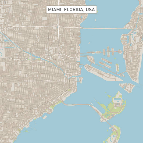 майами флорида сша сити-стрит карта - road street florida miami florida stock illustrations