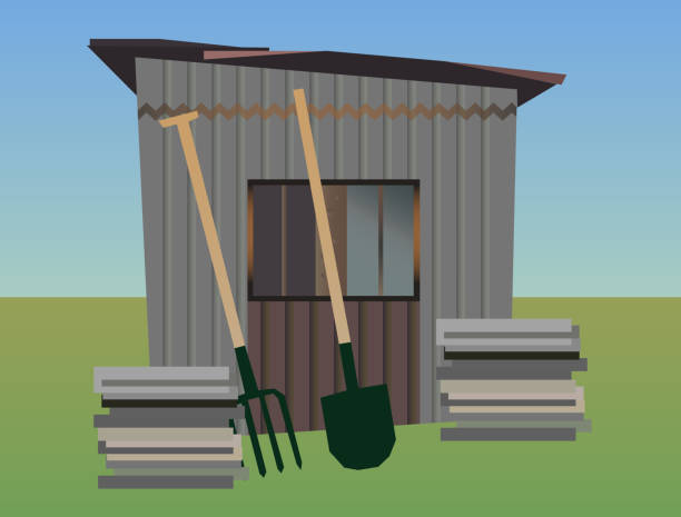 istock Vector illustration of gardening - old garden shed 1015277776