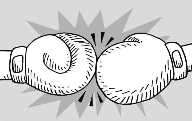 Vector illustration of hand-drawn boxing gloves