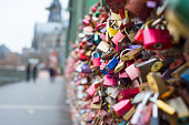 Bridge View Cologne where people express their love padlocks hanging on the fences of protection.
