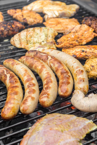 istock Meat and sausages on the grill 1015291564