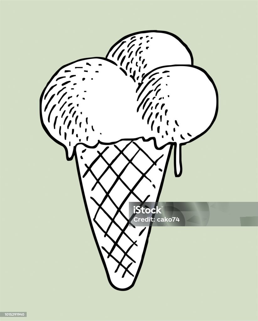 hand-drawn ice cream ice cream Food stock vector