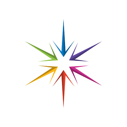 Colorful compass wind rose vector icon isolated on background. Simple compass vector design. Vector illustration EPS.8 EPS.10