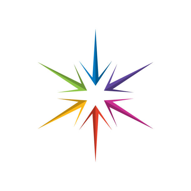 Colorful compass wind rose vector icon Colorful compass wind rose vector icon isolated on background. Simple compass vector design. Vector illustration EPS.8 EPS.10 north illustrations stock illustrations