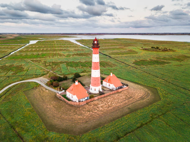 istock Westerheversand Lighthouse Aerial Nordfriesland Germany 1015294906