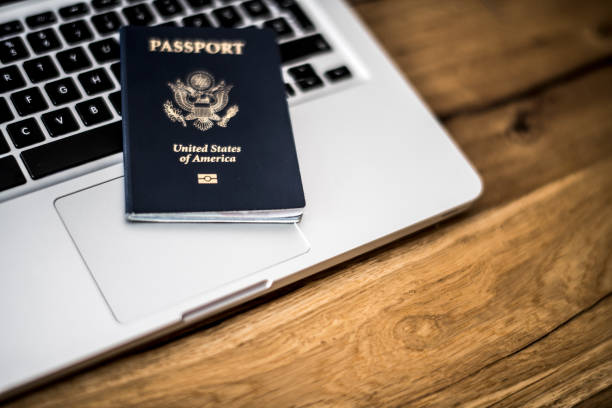A U.S. United States passport of an American on a white background