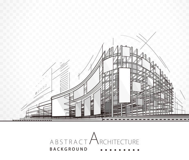 budynek architektury abstrakcyjnej - construction three dimensional shape planning architect stock illustrations