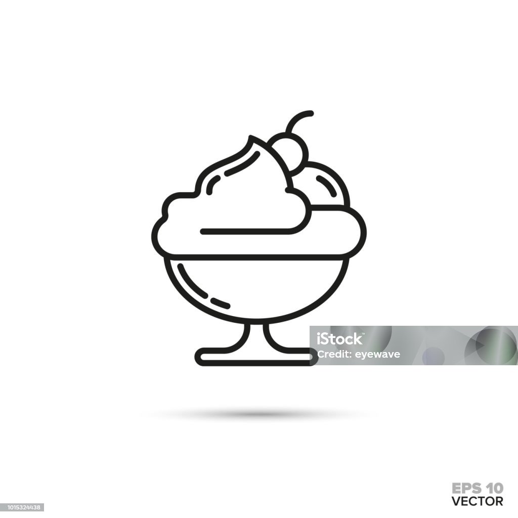 Ice cream sundae bowl vector line icon Sundae ice cream dessert in a bowl vector line icon. Sweet food symbol. Ice Cream Sundae stock vector