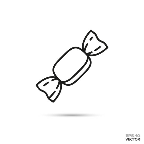Wrapped hard candy vector icon. Hard candy in wrapper vector line icon. Sweet food symbol. candy stock illustrations