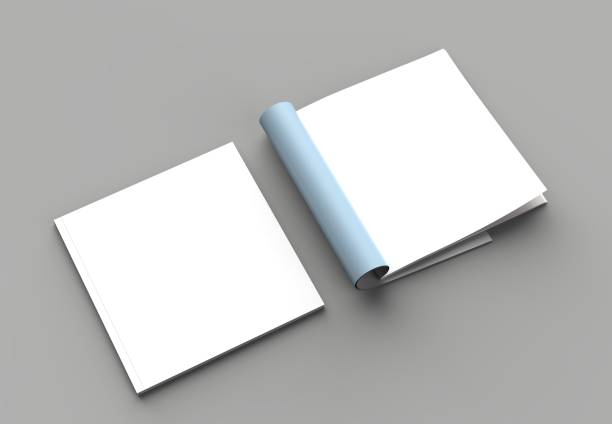 istock Square magazine, brochure or catalog mock up isolated right page on gray background. 3d illustration 1015327576
