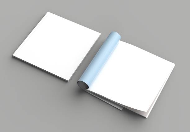 istock Square magazine, brochure or catalog mock up isolated right page on gray background. 3d illustration 1015328116