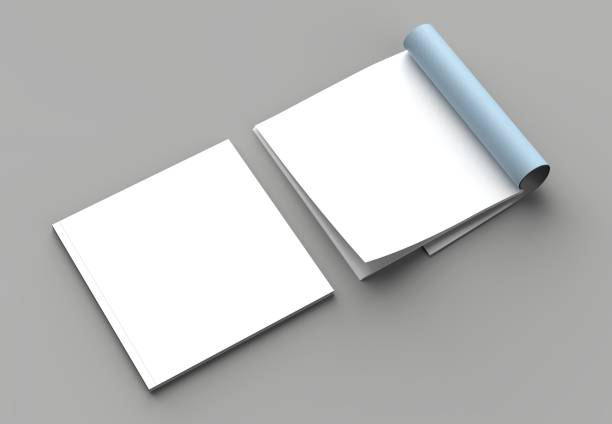 istock Square magazine, brochure or catalog mock up isolated left page on gray background. 3d illustration 1015332430