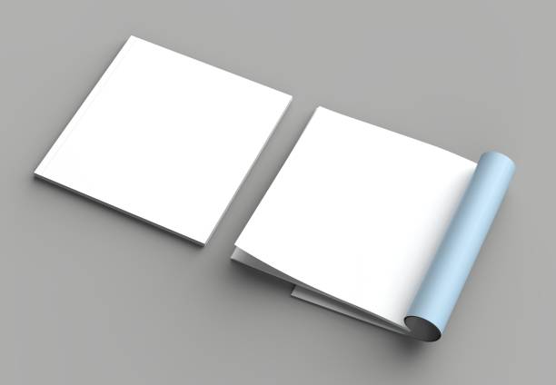 istock Square magazine, brochure or catalog mock up isolated left page on gray background. 3d illustration 1015332494
